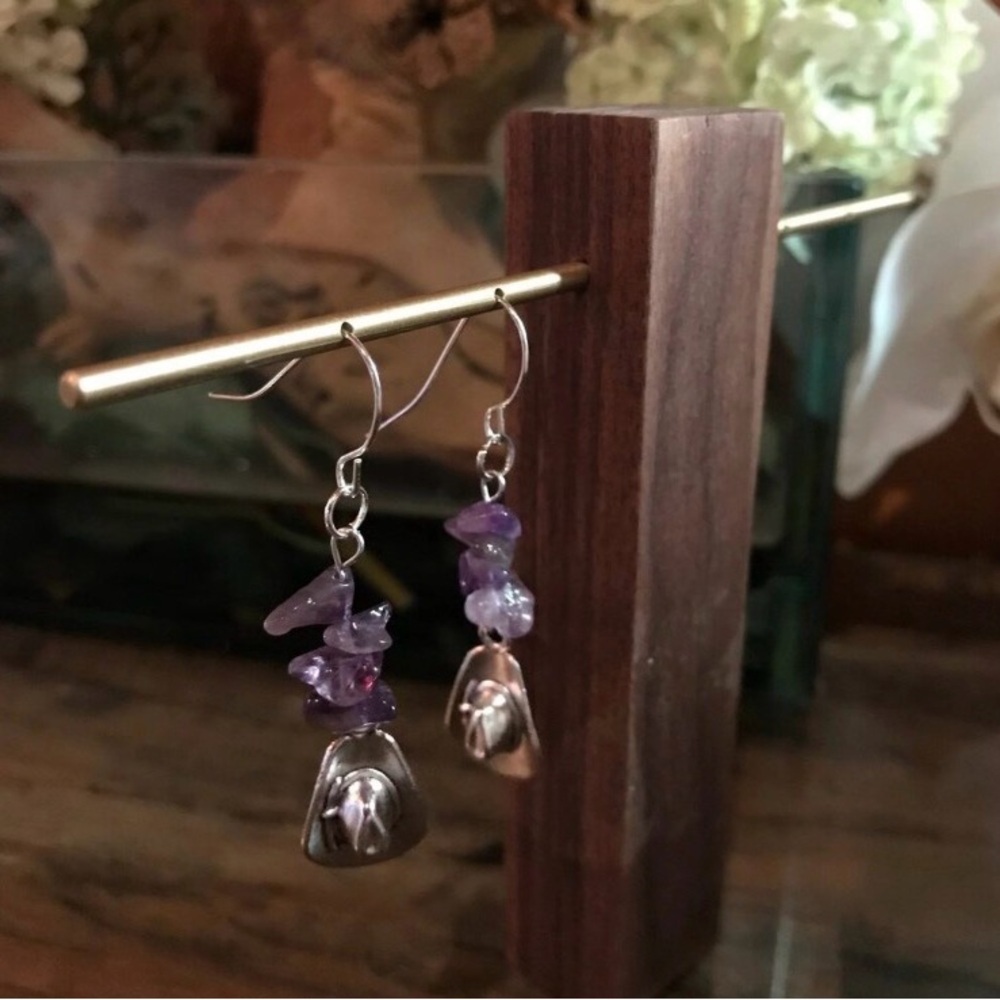 Cowboy Hat Stone Earrings